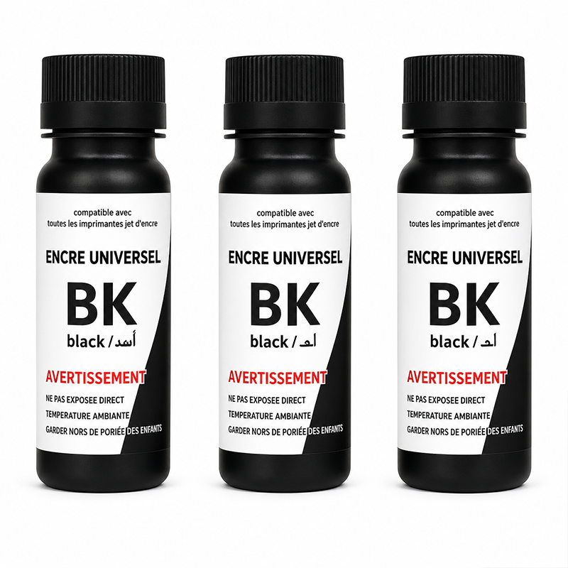 3 bouteilles encre noire