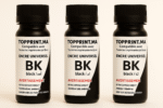 Pack 3 Bouteilles 60ml Encre Noir Universel + 1 seringue et gants