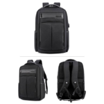 Sac à dos noir pour ordinateur portable avec port USB – Design professionnel et élégant – Image 2